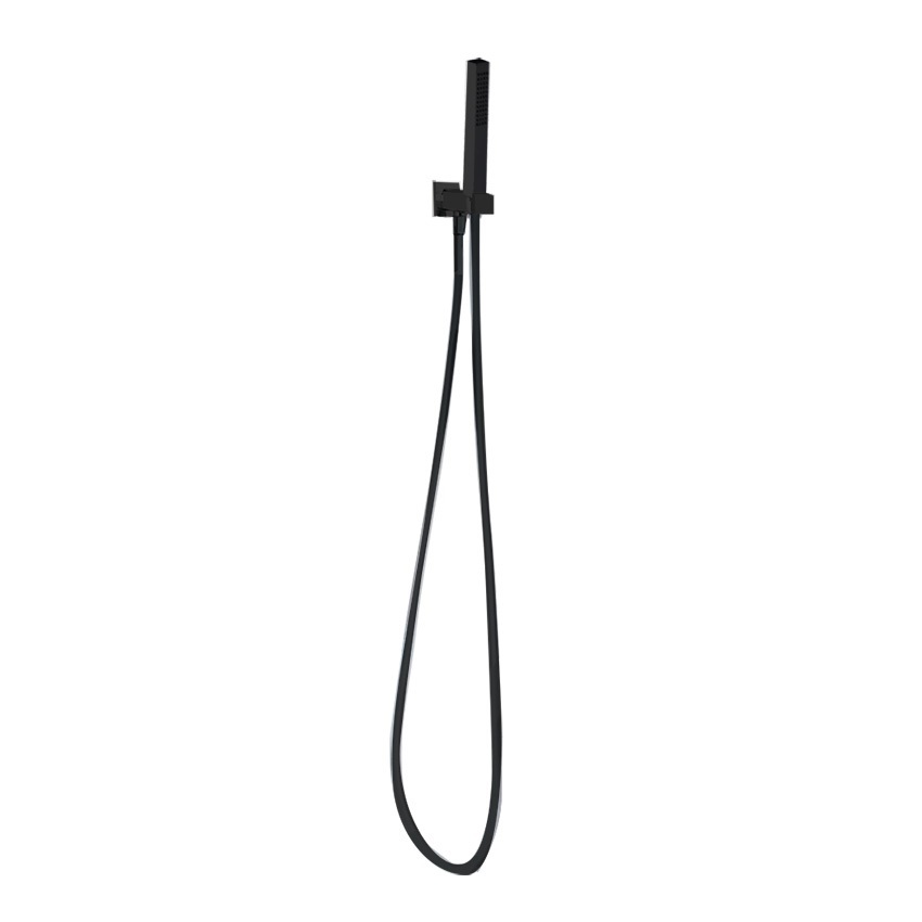 Душевая лейка с шлангом и настенным держателем KUATRO 4793NM матовый черный