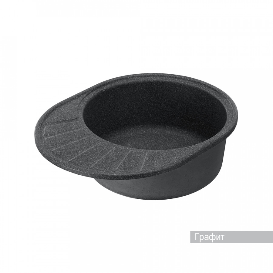 Мойка для кухни  Чезана 568x437x191 мм,круглая с крылом, графит