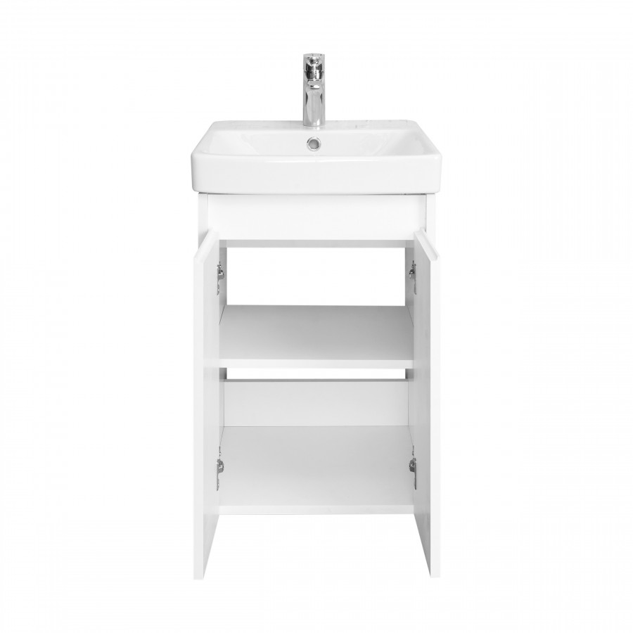 Тумба СКАНДИ DOORS 45, универс., 2 дв., белый глянец/белый матовый (под раковину АДРИАНА 45)