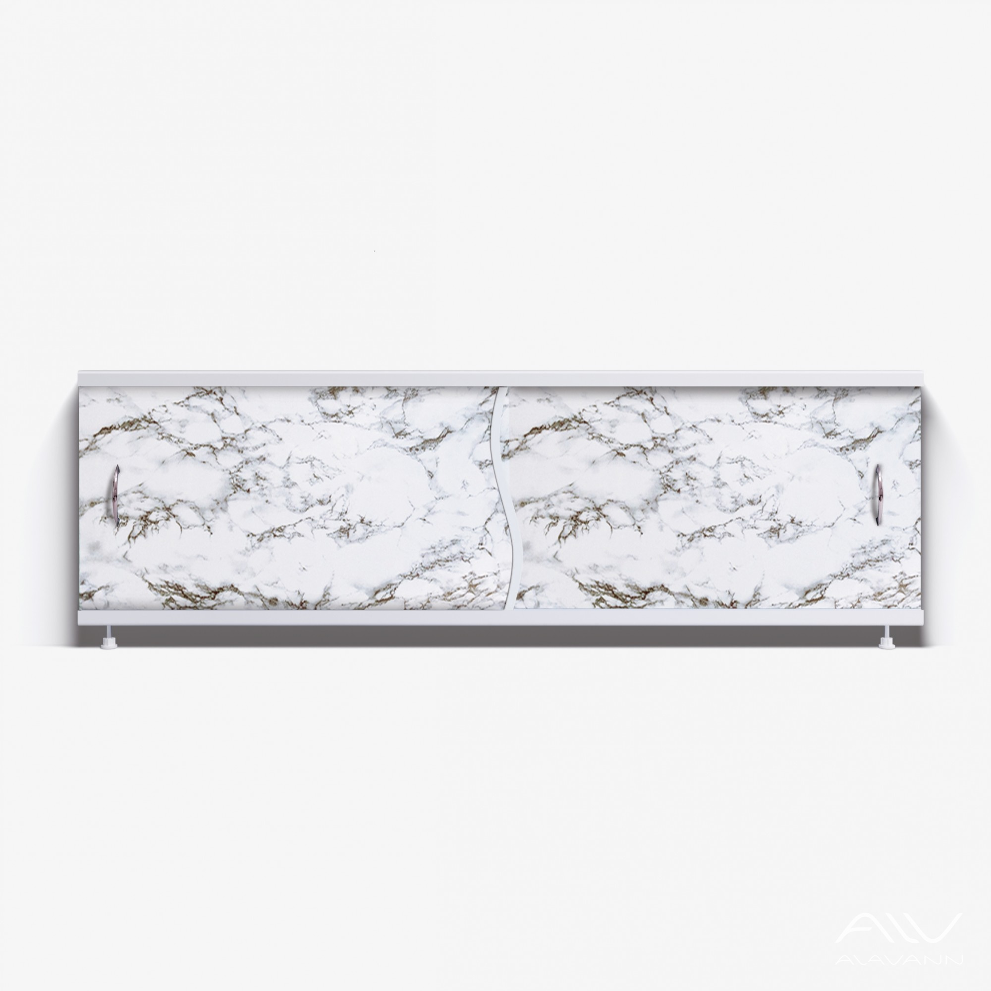 ПРЕМЬЕР Экран для ванны 170 см, полистирол,(черно-белый мрамор-004), ALAVANN