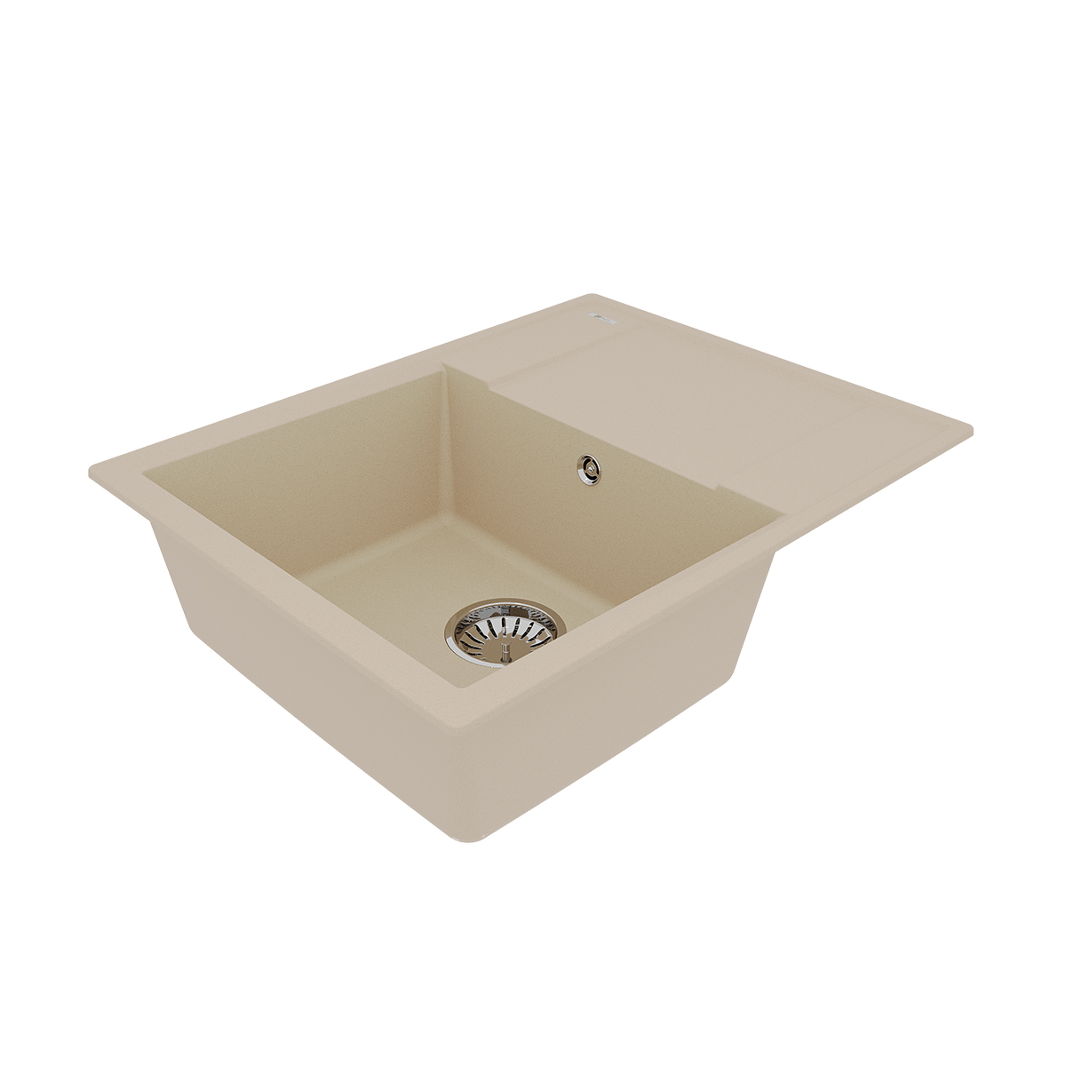 Кухонная мойка Lemark IMANDRA 640 врезная прямоугольная с крылом из кварцгранита, Бежевый