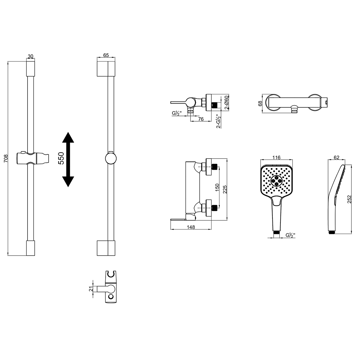 Смеситель Valday LMF-8124B-BL для душа