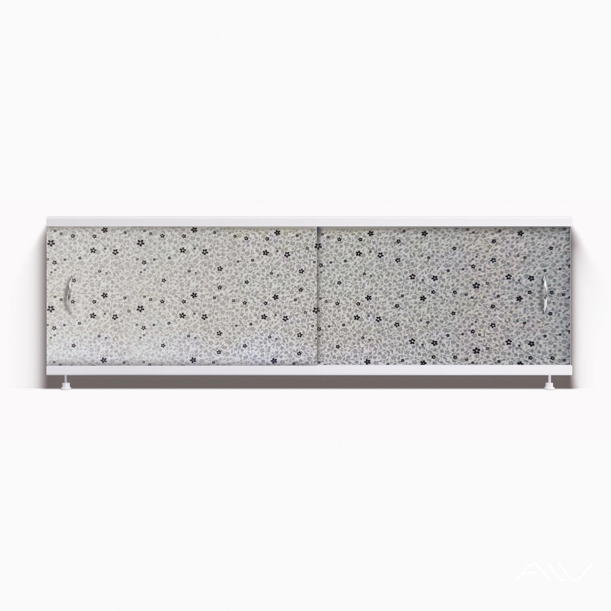 КЛАССИК Экран для ванны 150 см, полистирол,(чёрный лютик-052), ALAVANN