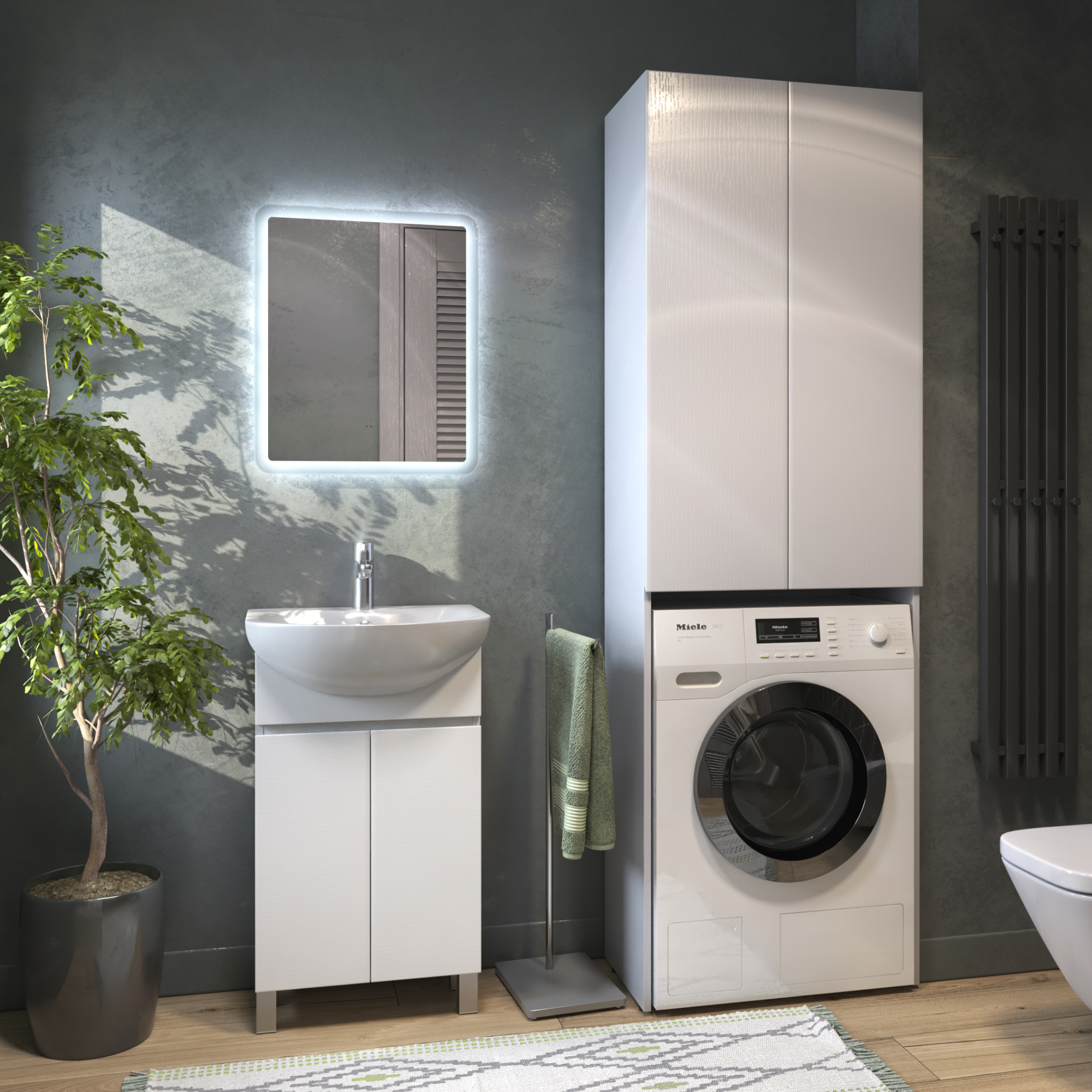 Шкаф для стиральной машины VIGO Wing 64 напольный белый (shnr.WIN.64.2D белый)