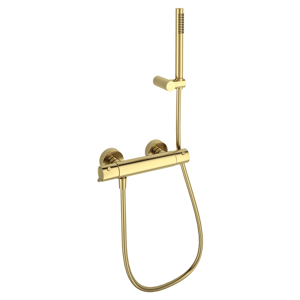 Термостатический смеситель для душа наружнего монтажа с душевым комплектом ODISEA 393401DOC золото б