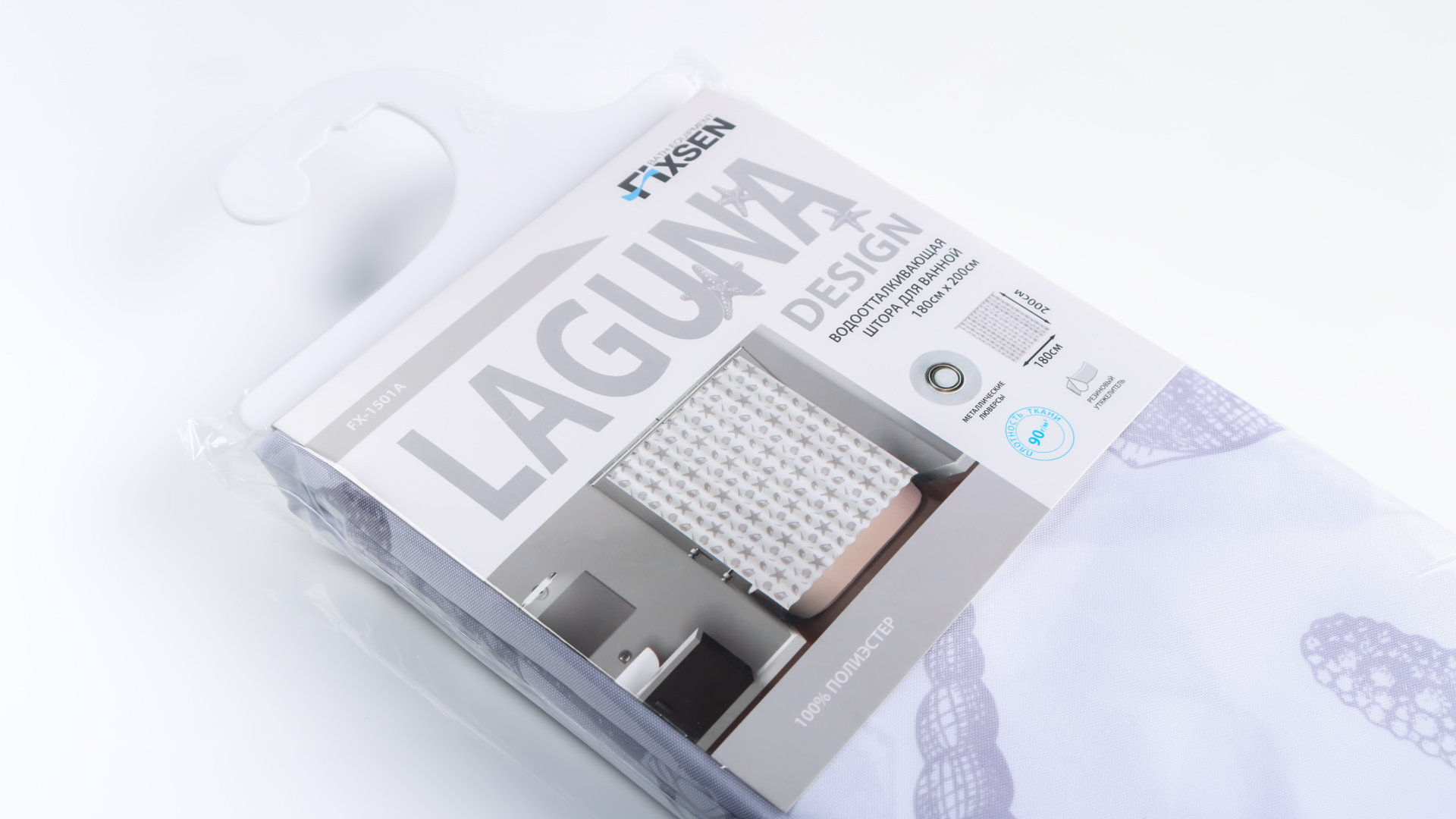 Шторка для ванной Fixsen Laguna FX-1501A, без колец