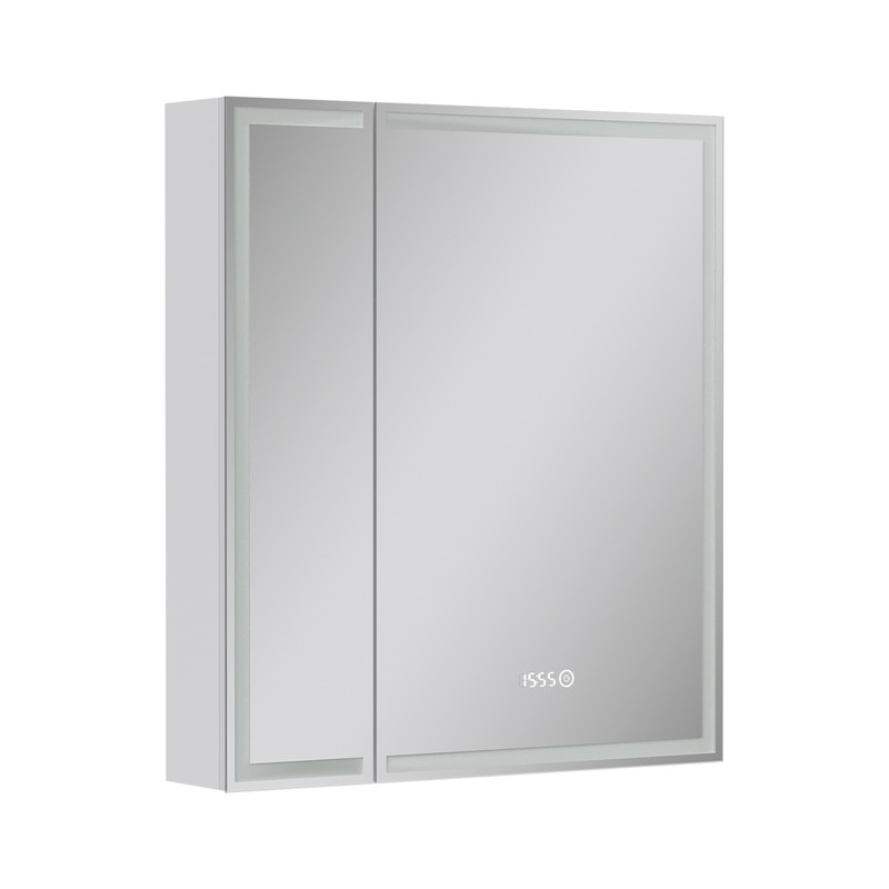 Зеркальный шкаф EQUIL Corner LED 70 с часами белый