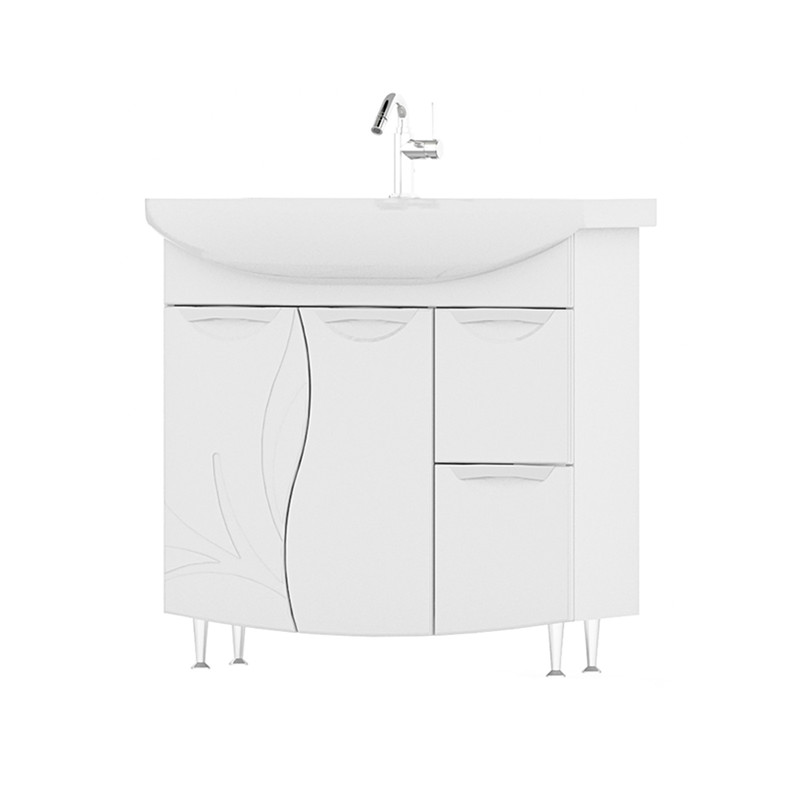 Тумба Adel 80, напольная, 1дв., 2 ящ., белая (под раковину Балтика 80), VOLNA