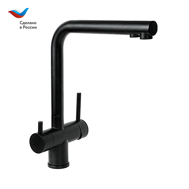 Смеситель для кухни СЛАВЕН Город СЛ-ОД-Д77 с подключением фильтра черный