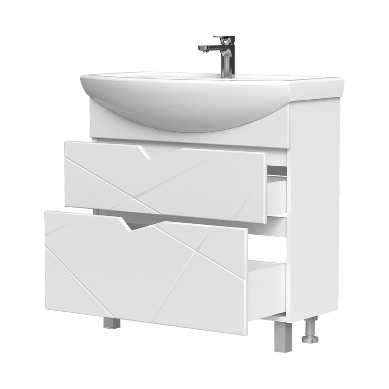 Тумба Pronto 80, напольная, 2 ящ., белая (под раковину Балтика 80), VOLNA