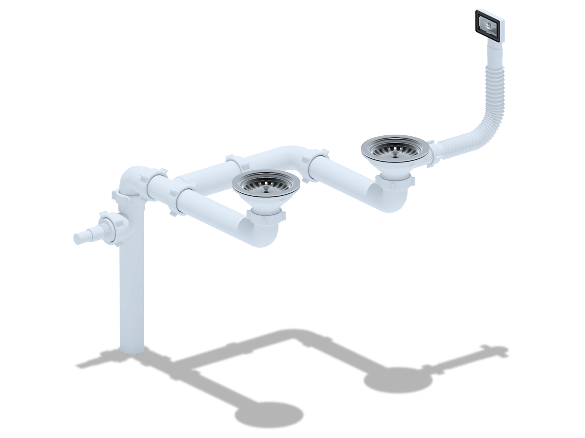 Набор для дв.универс.разноур.сифона 240 с выпуском 3 1/2",ANI PLAST