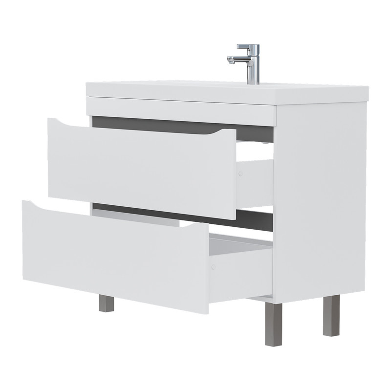 Тумба Prime 100, подвесная, 2 ящ., белый/темно-серый (под раковину 78857(100), VOLNA