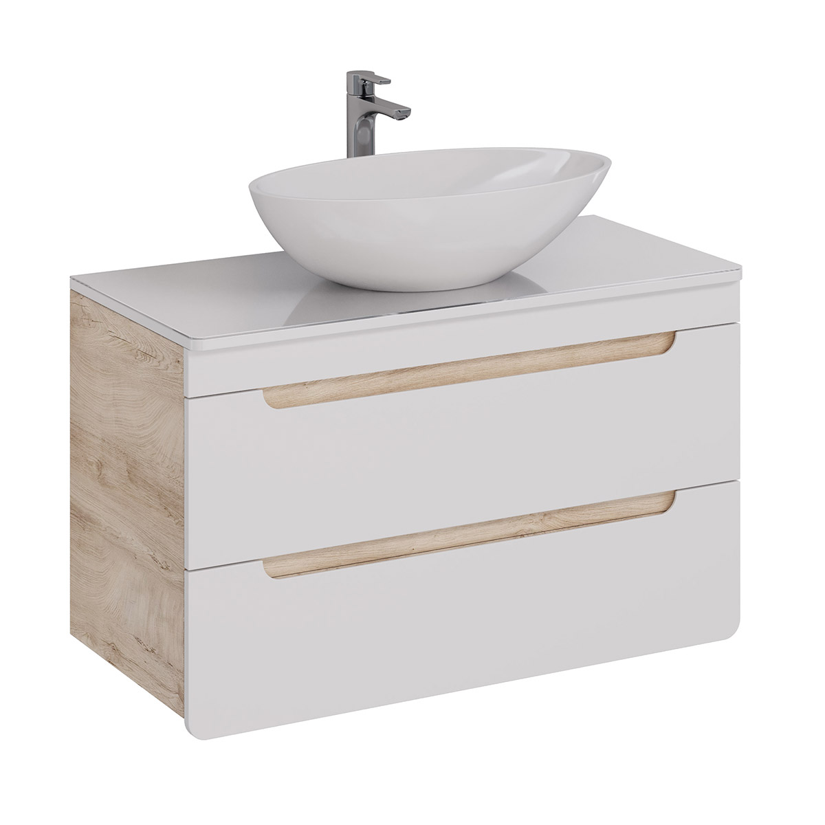 Тумба Lemark OLIVIA 100 см под 1 раковину, подвесная, 2 ящика, цвет корпуса: Дуб кантри, цвет фасада