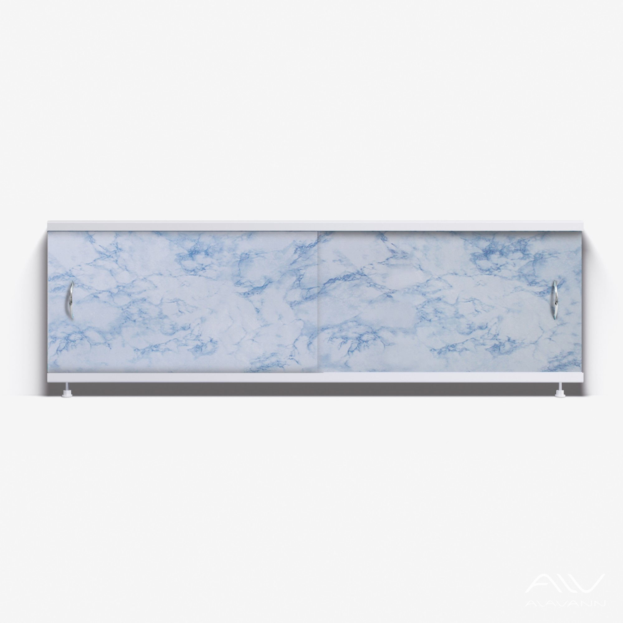 КЛАССИК Экран для ванны 170 см, полистирол,(серо-синий мрамор-041), ALAVANN