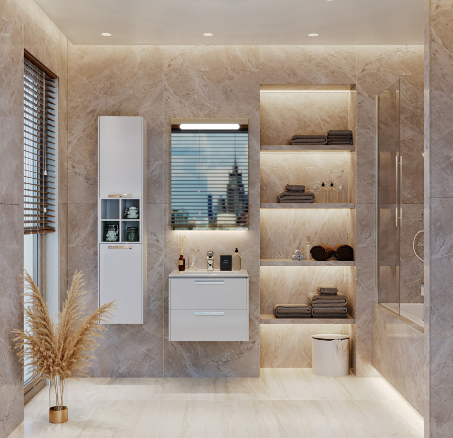 LAGO Шкаф-колонна 35, белый глянец, ROCA