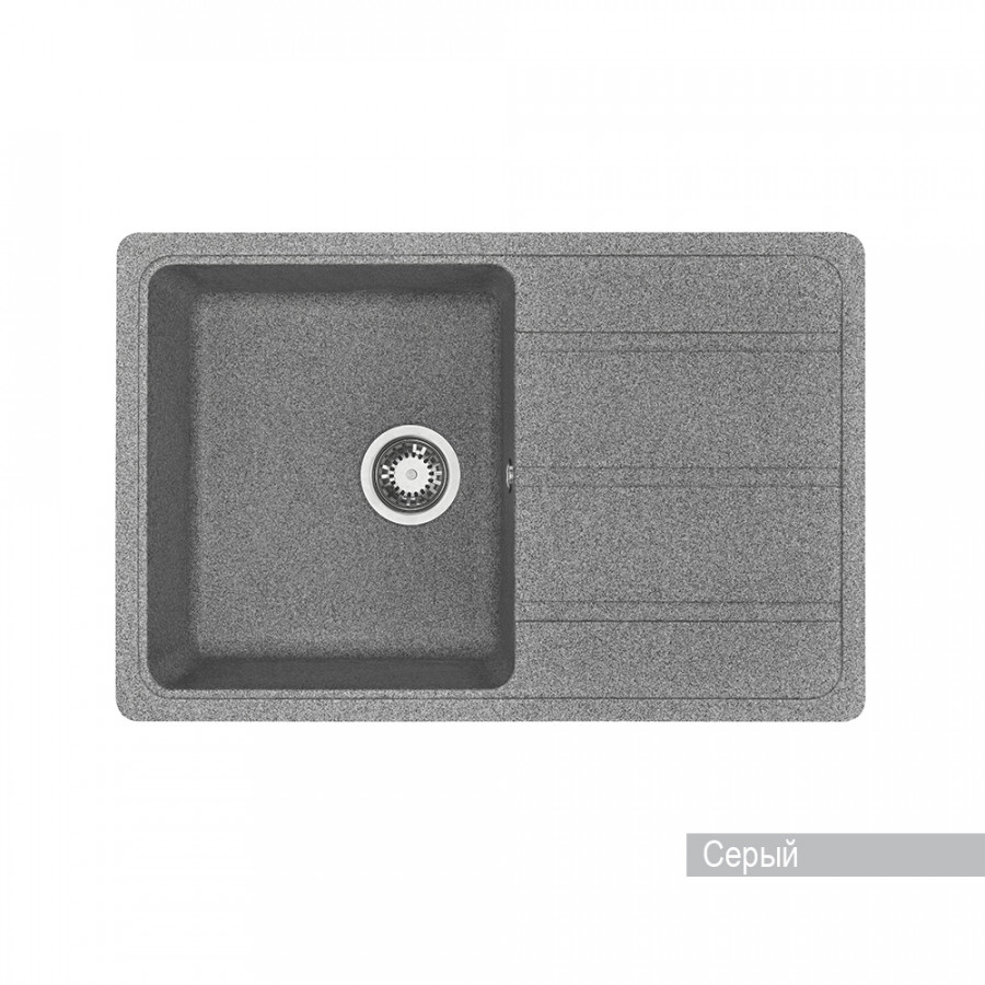 Мойка для кухни Аманда 780x510x211 мм, прямоуг. с крылом, серый