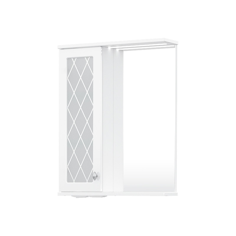 Зеркало-шкаф Milenal 55, с LED подсветкой, подвесной, левый, белый, VOLNA