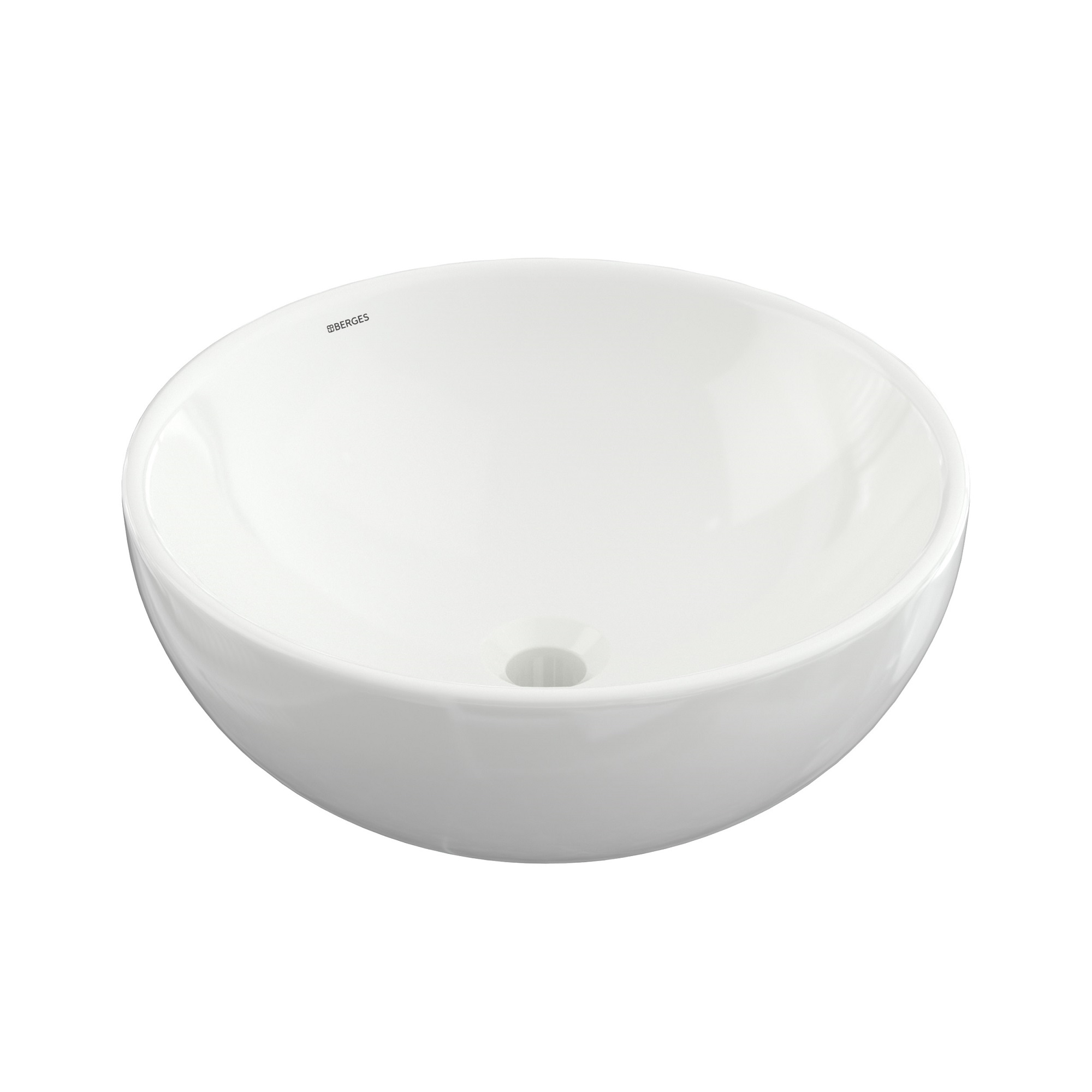 Раковина Mascon накладная, Ø 45 см, без отверстия под смеситель, круглая, белый глянец, BERGES