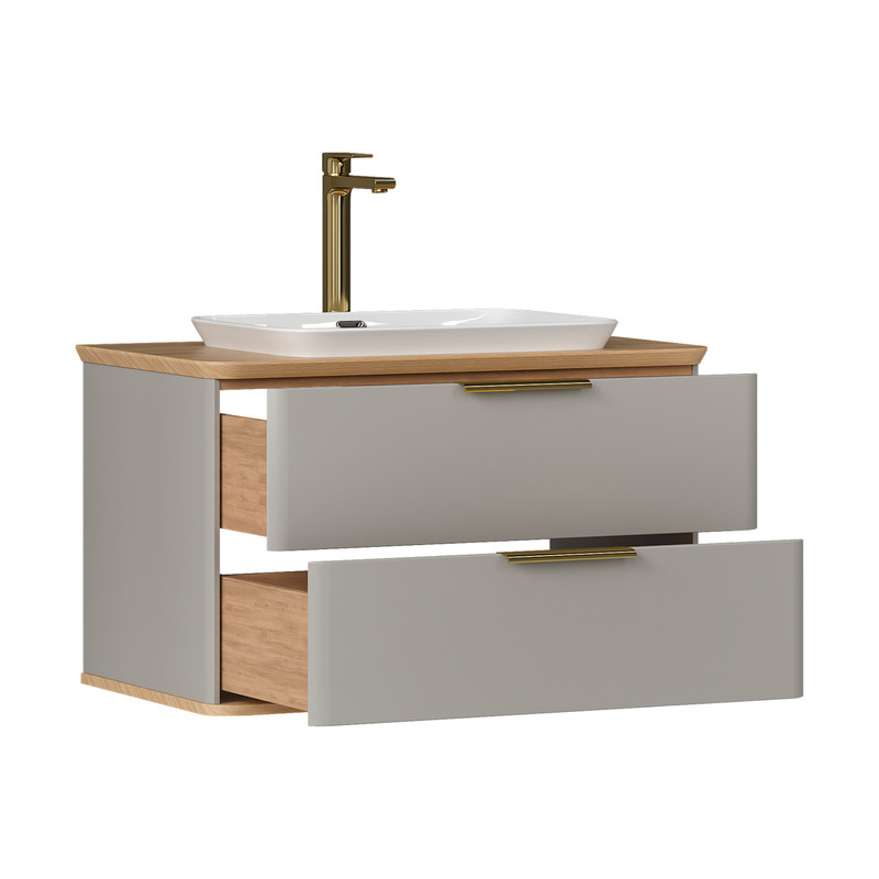 Тумба под раковину EQUIL Desert 80 подвесная амарок (раковина Е408D) (tpDSRT80.2Y-25)