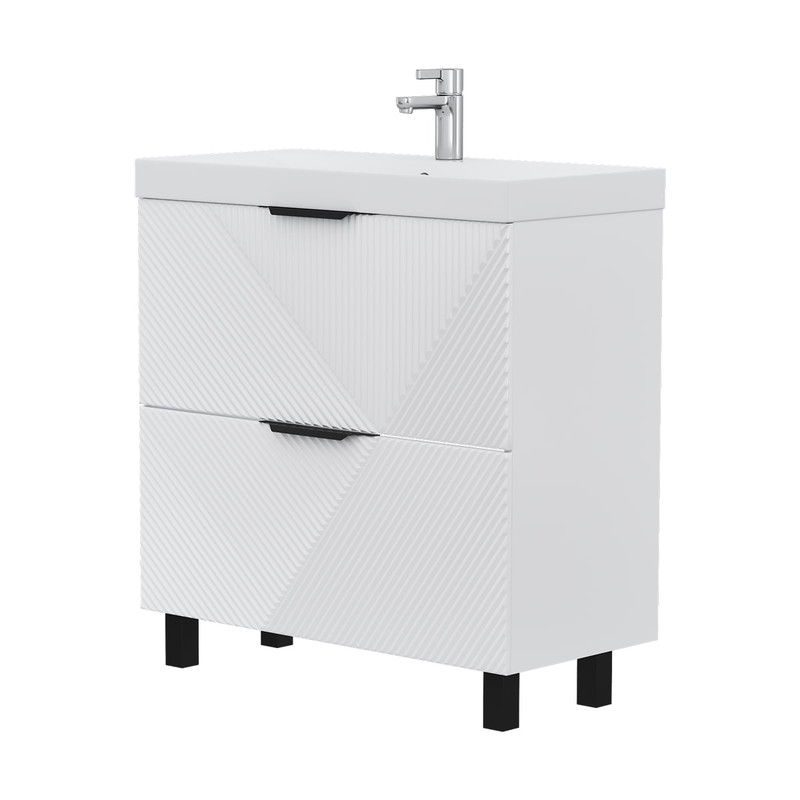 Тумба Geometry 80, напольная, 2ящ., белая (под раковину 9696-80), VOLNA