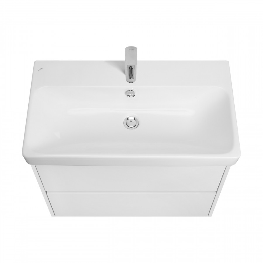 Тумба СКАНДИ 80, универс., 2ящ., белый матовый/белый глянец (под раковину АДРИАНА 80)