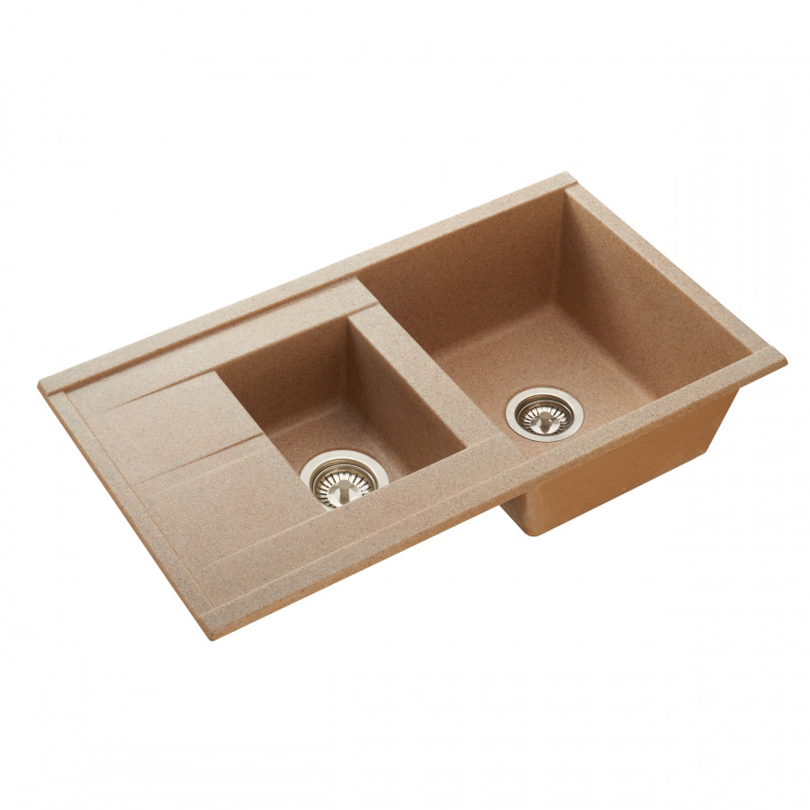 Мойка для кухни  Делия 87 870x510x218 мм, прямоуг. с крылом и доп. чашей, песочный