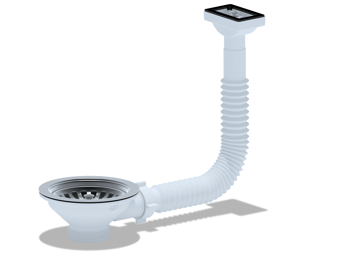 ANI Перелив для мойки 3 1/2 с прямоуг. горизонтальным корпусом, ANI PLAST