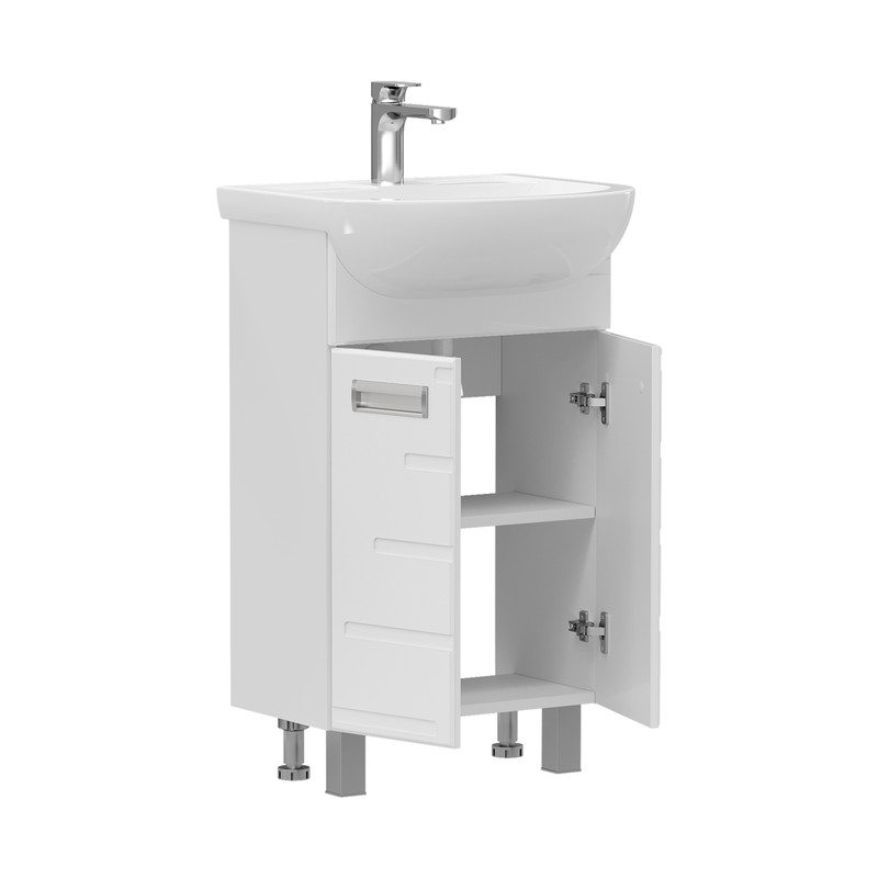 Тумба Joli 50, напольная, 2 дв., белая (под раковину Ладога 50), VOLNA