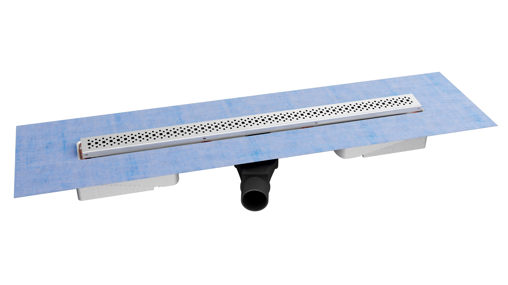 Желоб водосток C1 BRISE 600, матовый хром, S-сифон D50 H60 боковой, BERGES