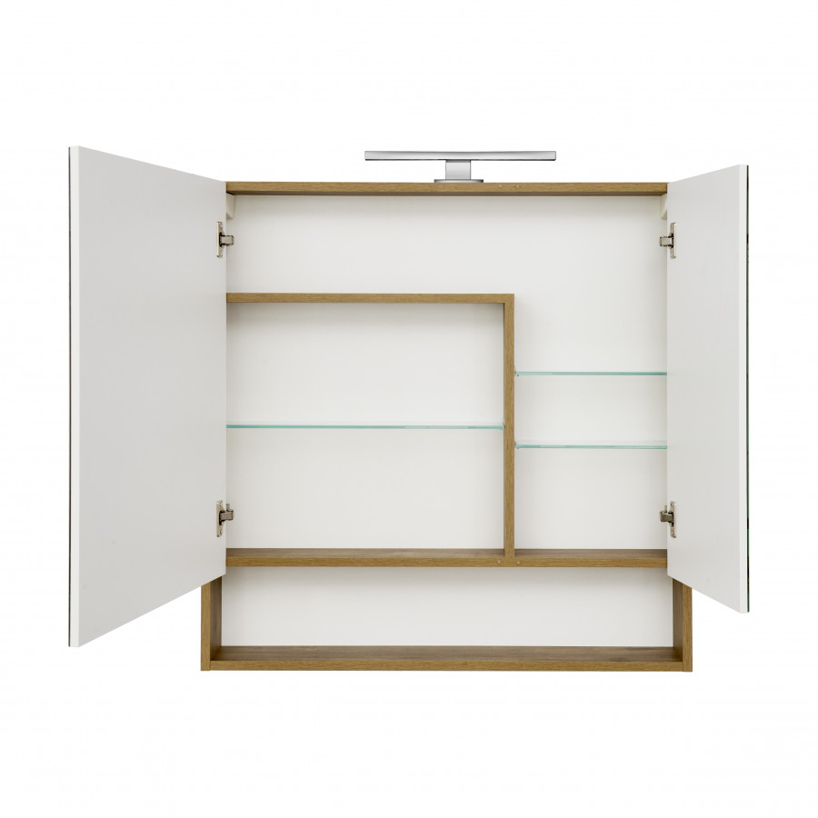 Зеркальный шкаф СКАНДИ 90, белый, дуб рустикальный