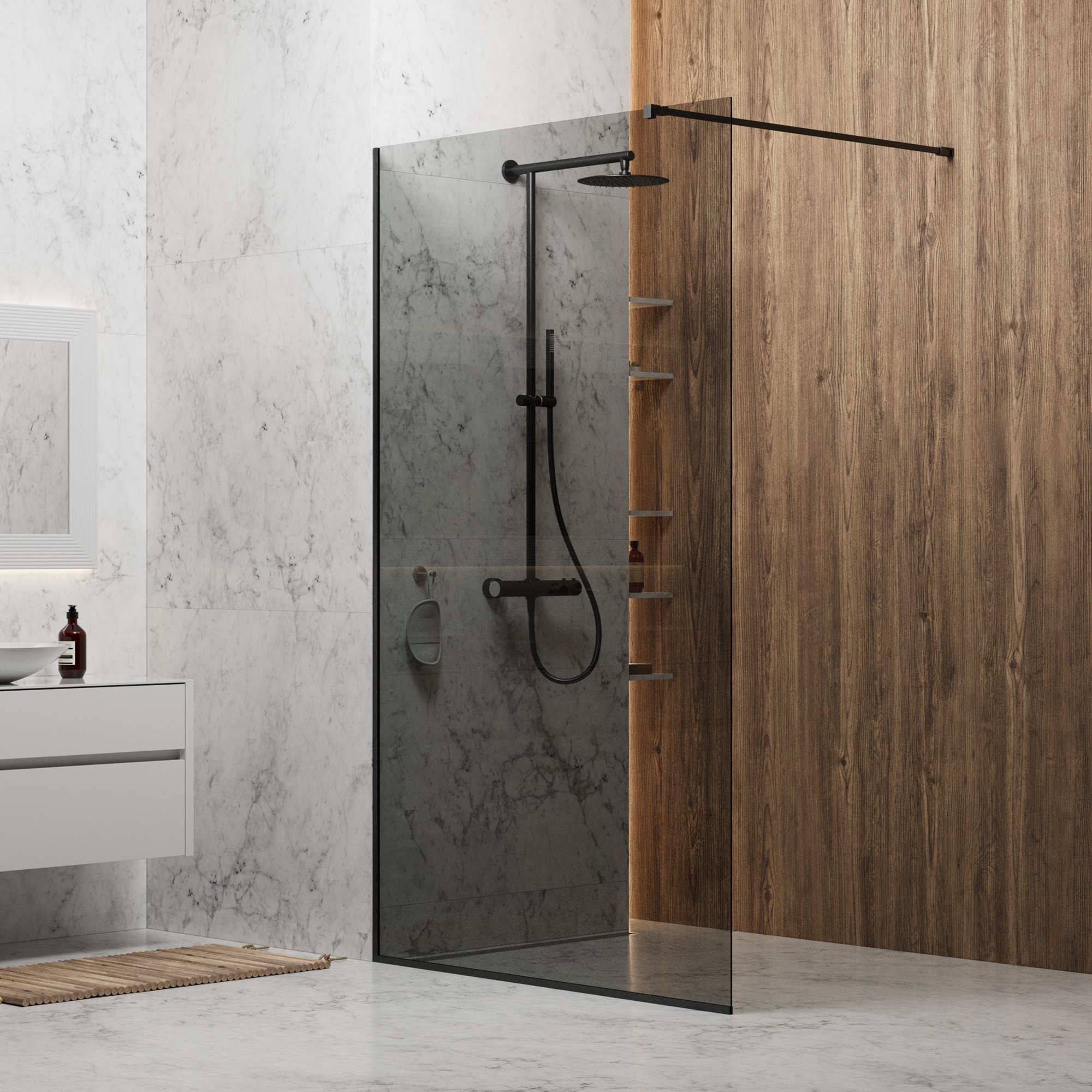 Душевая стенка SKY BLACK 1100 тонированное стекло, BERGES