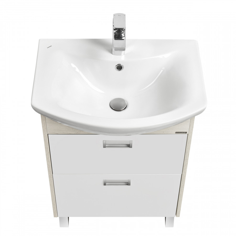 Тумба БЕККА 60, белая, дуб сомерсет (под раковину БАЛТИКА 60)