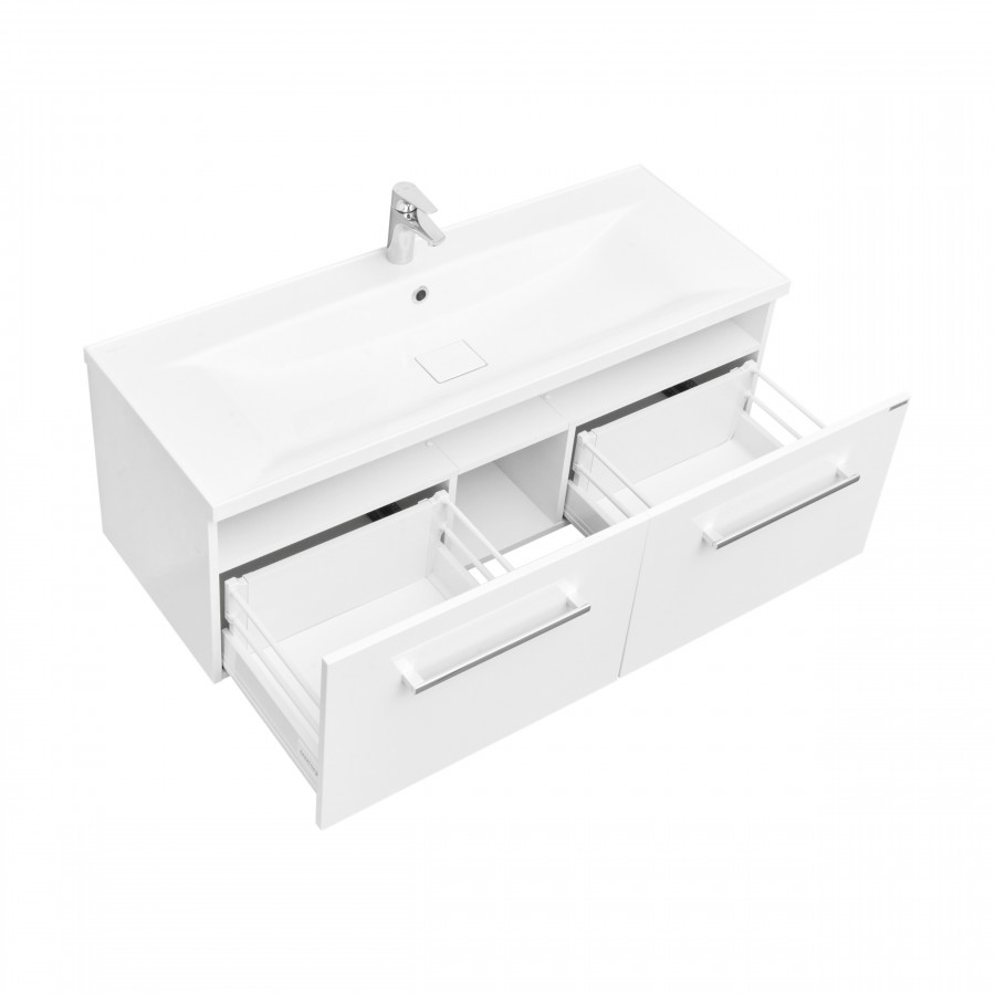 Тумба МАДРИД 120 М, 2 ящика, белая (под раковину АЙРИС М 120, АЙРИС 120, ПРЕМЬЕР М 120, ПРЕМЬЕР 120)