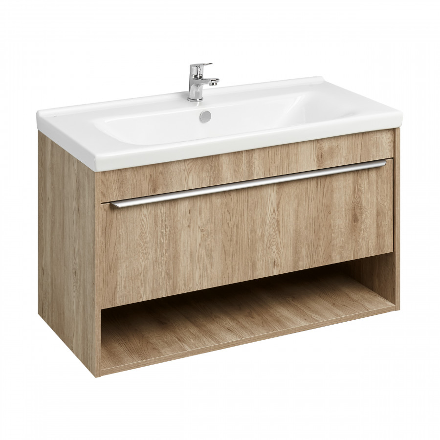 Тумба-умывальник ХОУП 100, 1 ящ., подвесная, орех (под раковину МИРАНДА 100)