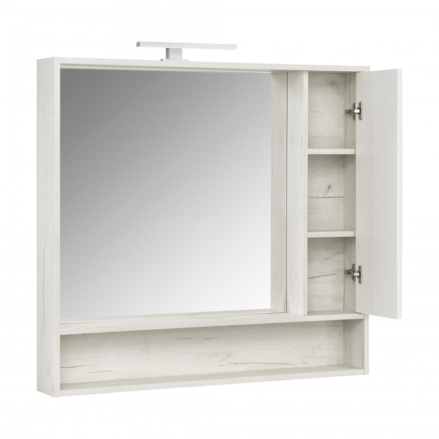 Зеркальный шкаф ФЛАЙ 100, белый, дуб крафт