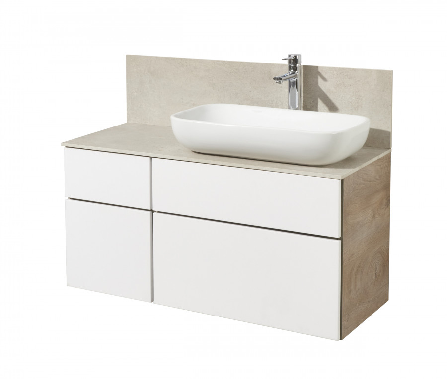 Тумба МИШЕЛЬ 100, дуб эндгрейн, белая (под раковину ОДРИ 42, MILA 350, ЛОЛА 60)