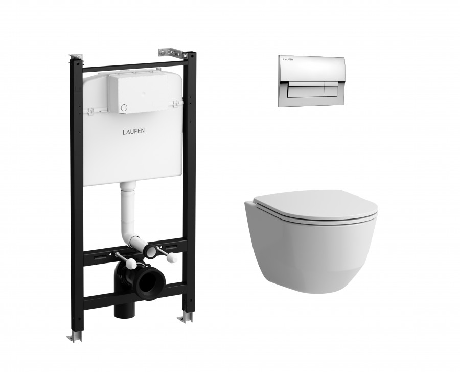 ПЭК Laufen Pro ZRU9307615 подвесной унитаз + инсталляция + панель смыва хром + сиденье