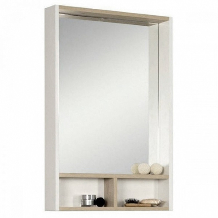 Зеркальный шкаф ЙОРК 55, белый, ясень фабрик
