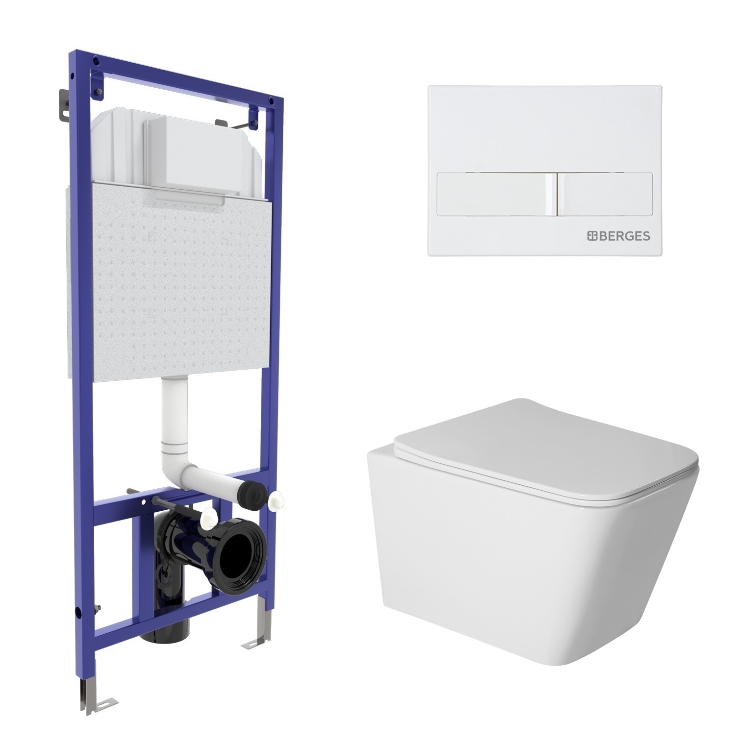 Комплект: инсталляция NOVUM кнопка L1 белая, унитаз SIGMA Rimless 52 см, сиденье дюропласт микролифт