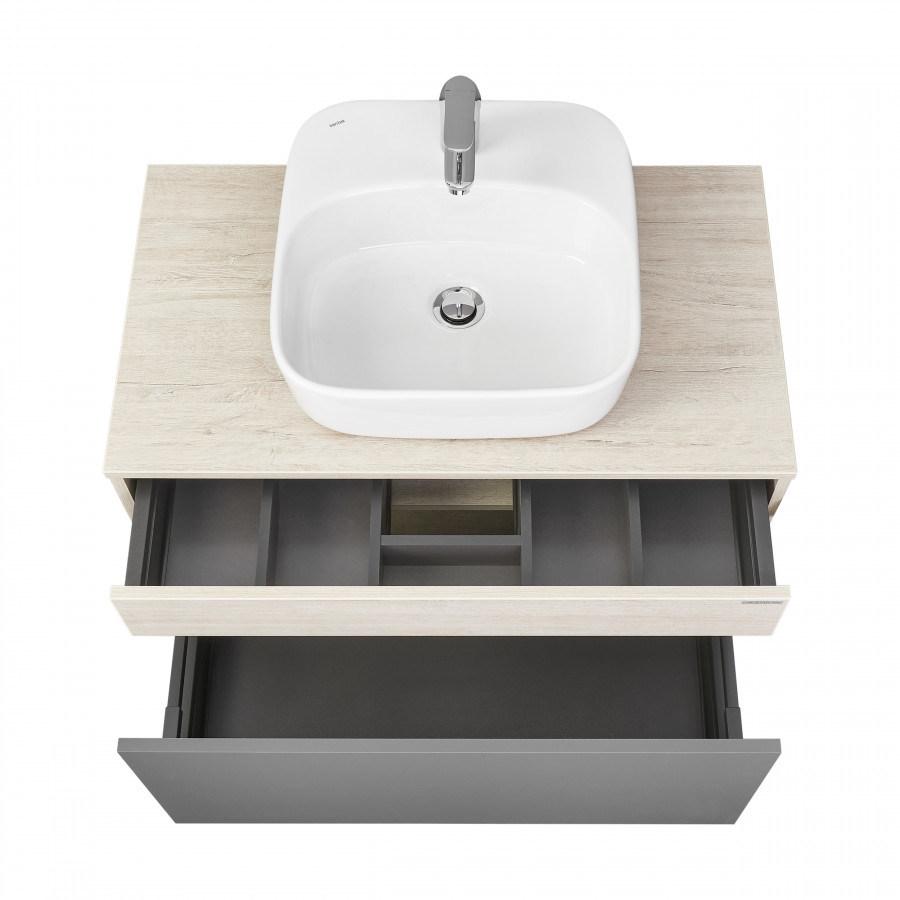 Тумба ЛОФТ УРБАН 80, серый графит, дуб орегон (под раковину MILA 35, MILA 40, ОДРИ 42)