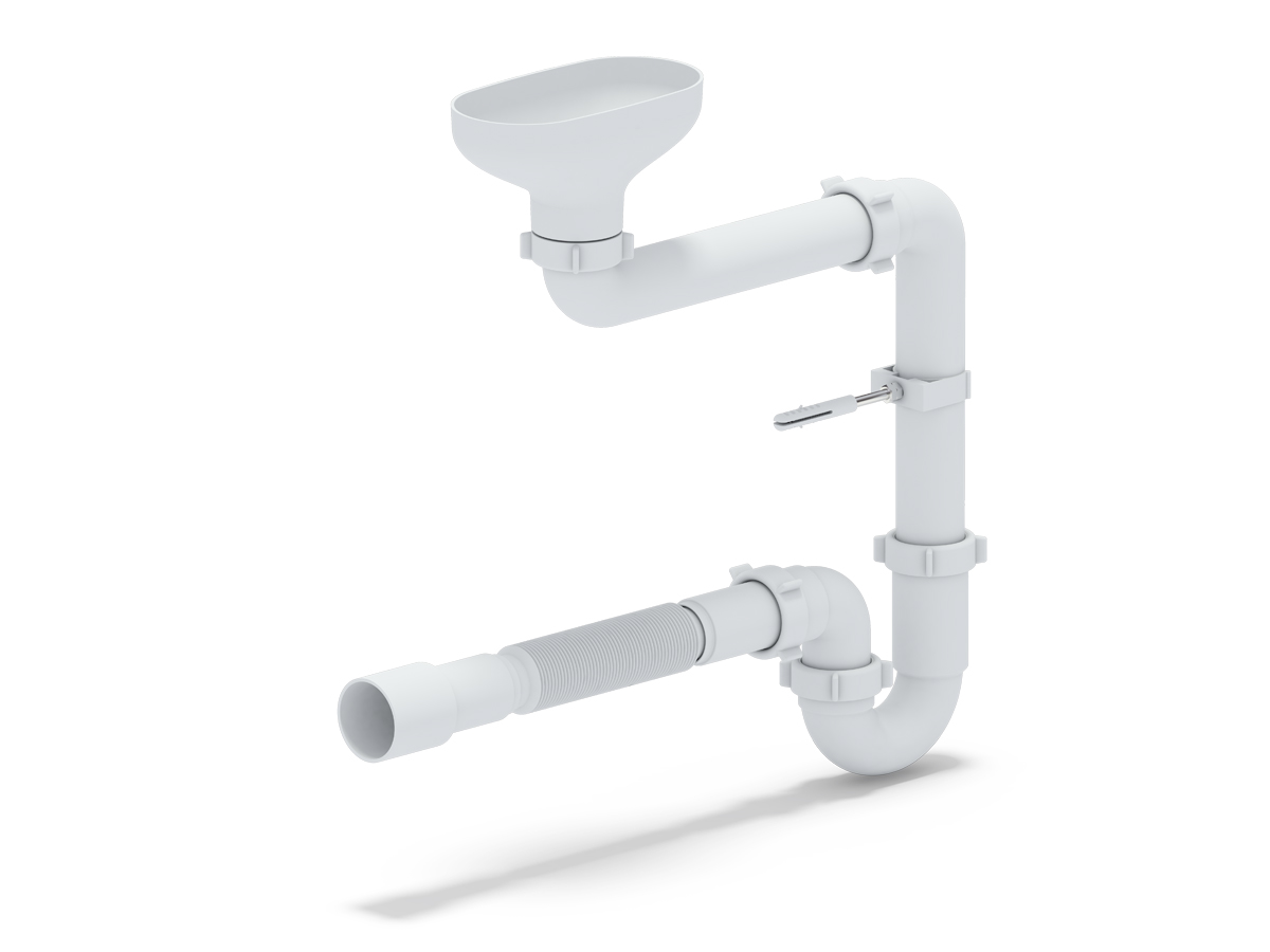 Сифон Ани1 1/2х40 прямоточный с разрывом струи смещенный и гибкой трубой 40х40/50 АNI PLAST