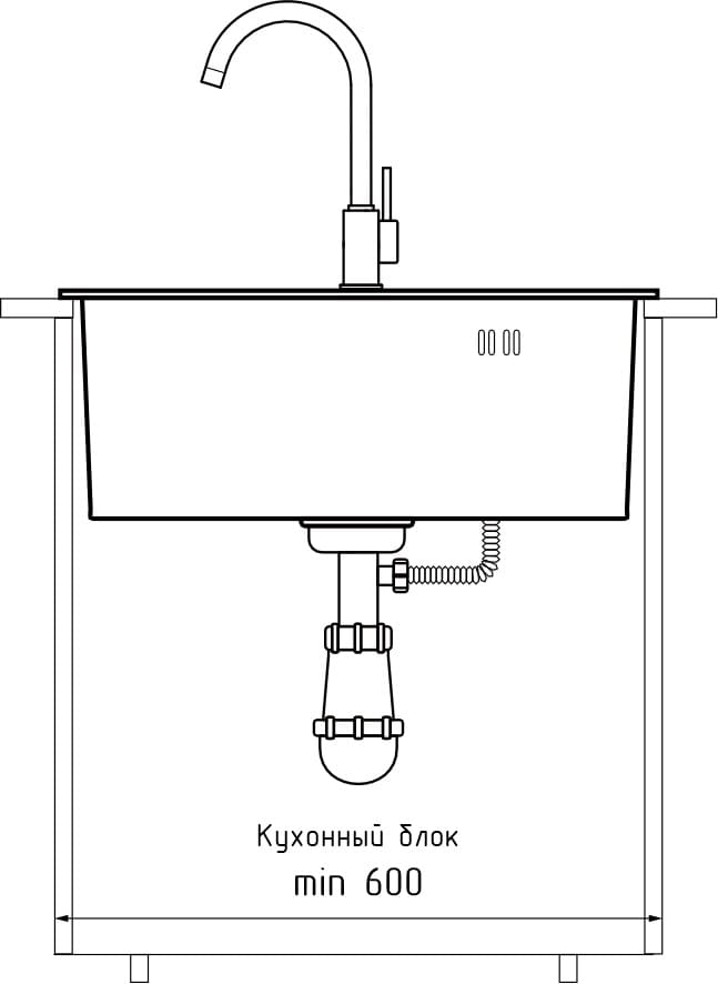 GranFest METAL (5050) Мойка нерж.1 чаша 500*500*215 мм 