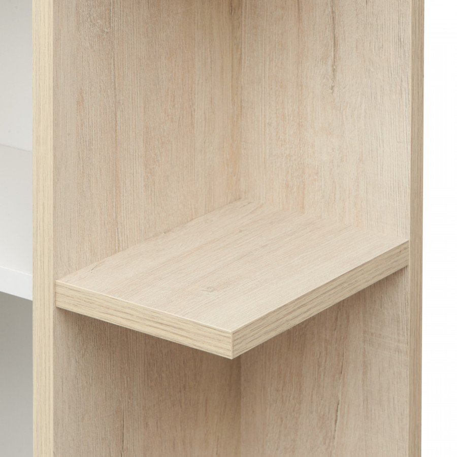 Шкаф-колонна СКАНДИ 40, подвесная, с зеркалом, белая, дуб верона