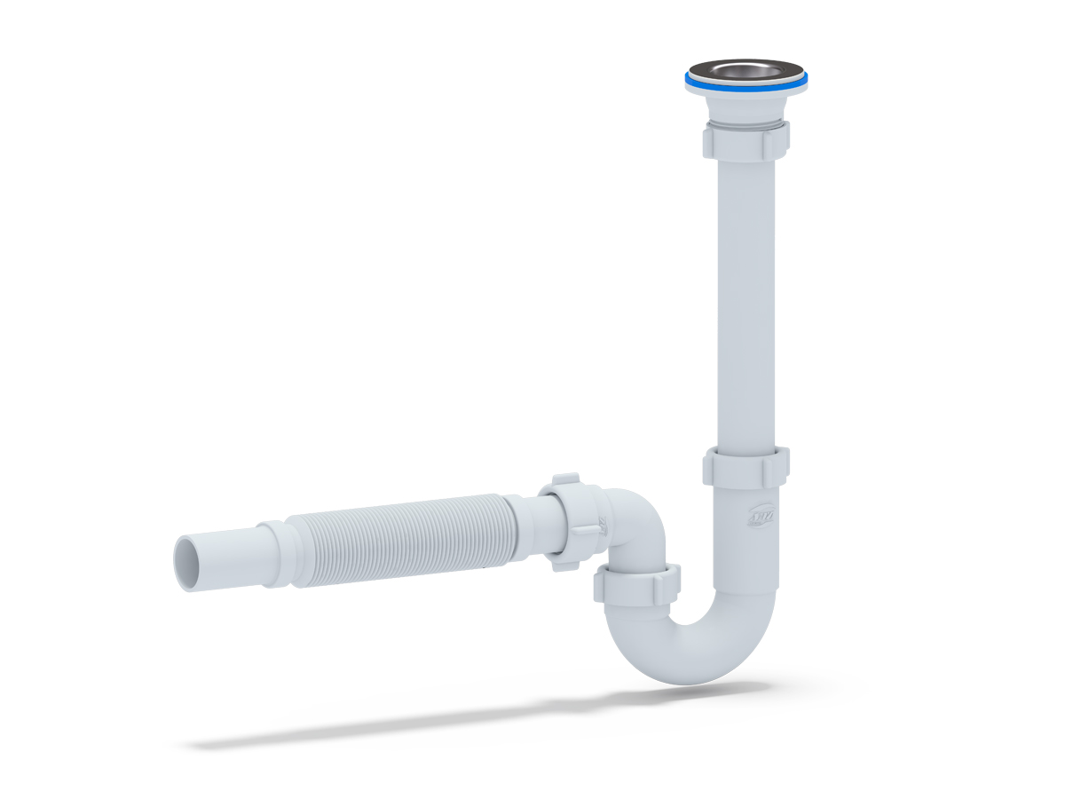 Сифон для раковины АНИ Пласт DB1005 1 1/4 дюйма 32 прямоточный с гибкой трубой 32х32