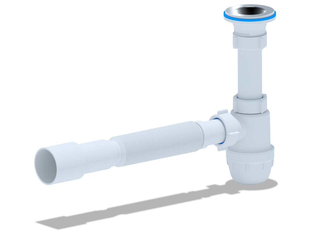Cифон для раковины АНИ Пласт Юнг BM1016 1 1/4 дюйма 32 c гибкой трубой 32х40/50