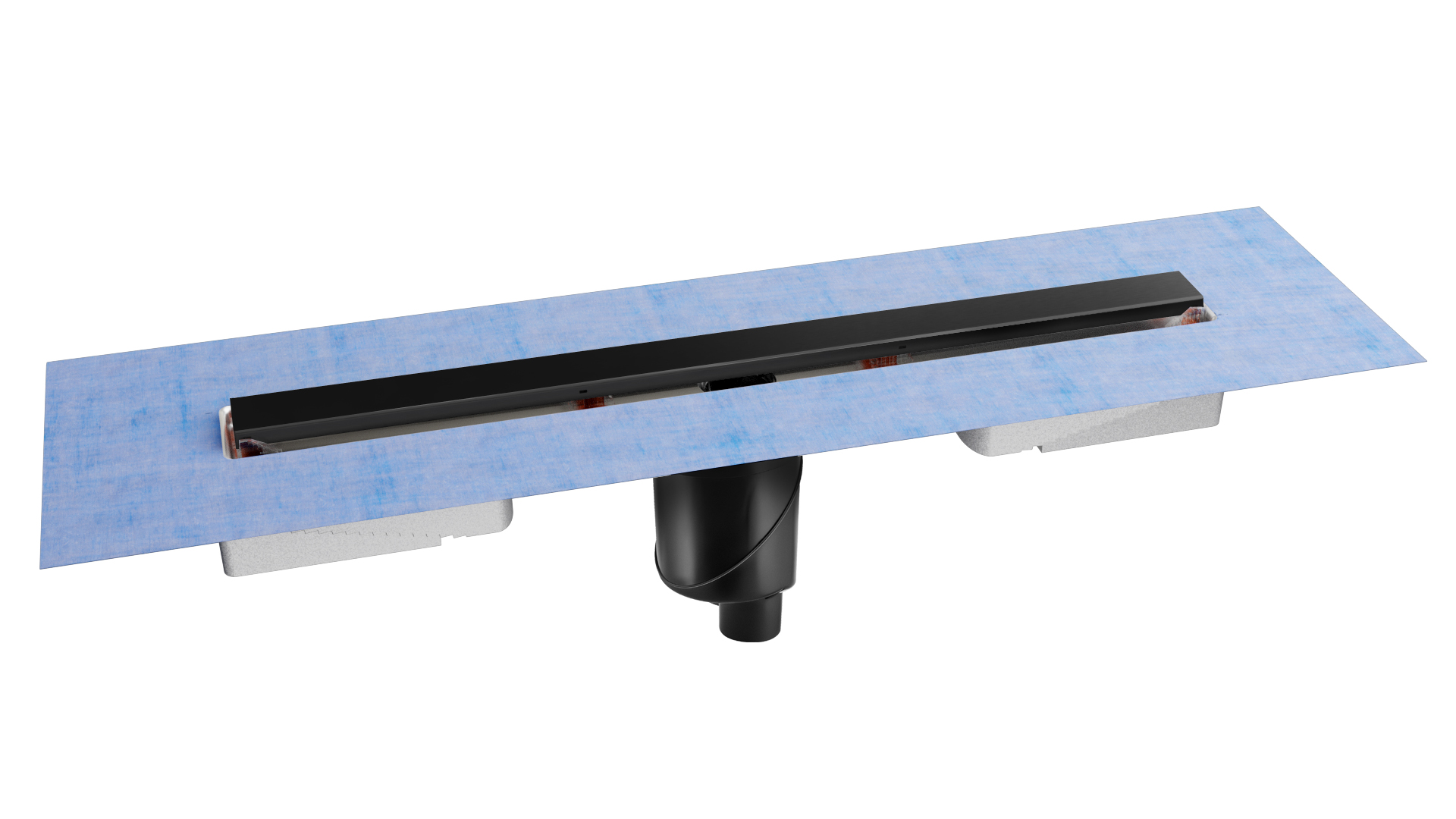 Желоб водосток напольный С1 NORMA 500 нержавеющая сталь, матовый черный, S-сифон D50/110 вертикальны