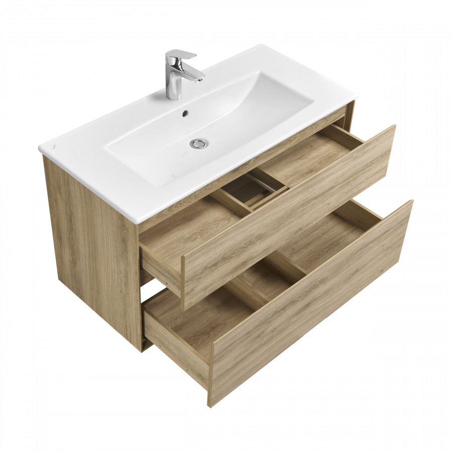 Тумба ЛИБЕРТИ 100, 2 ящ.,подвесная,дуб эльвезия (под р-ну ЭЛИНА 100,ЛОЛА 60,MILA 35,MILA 40,ОДРИ 42)