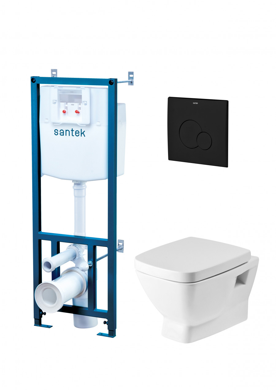ПЭК НЕО (подвес. унитаз с сиденьем, инсталляция, панель черн. матт), САНТЕК