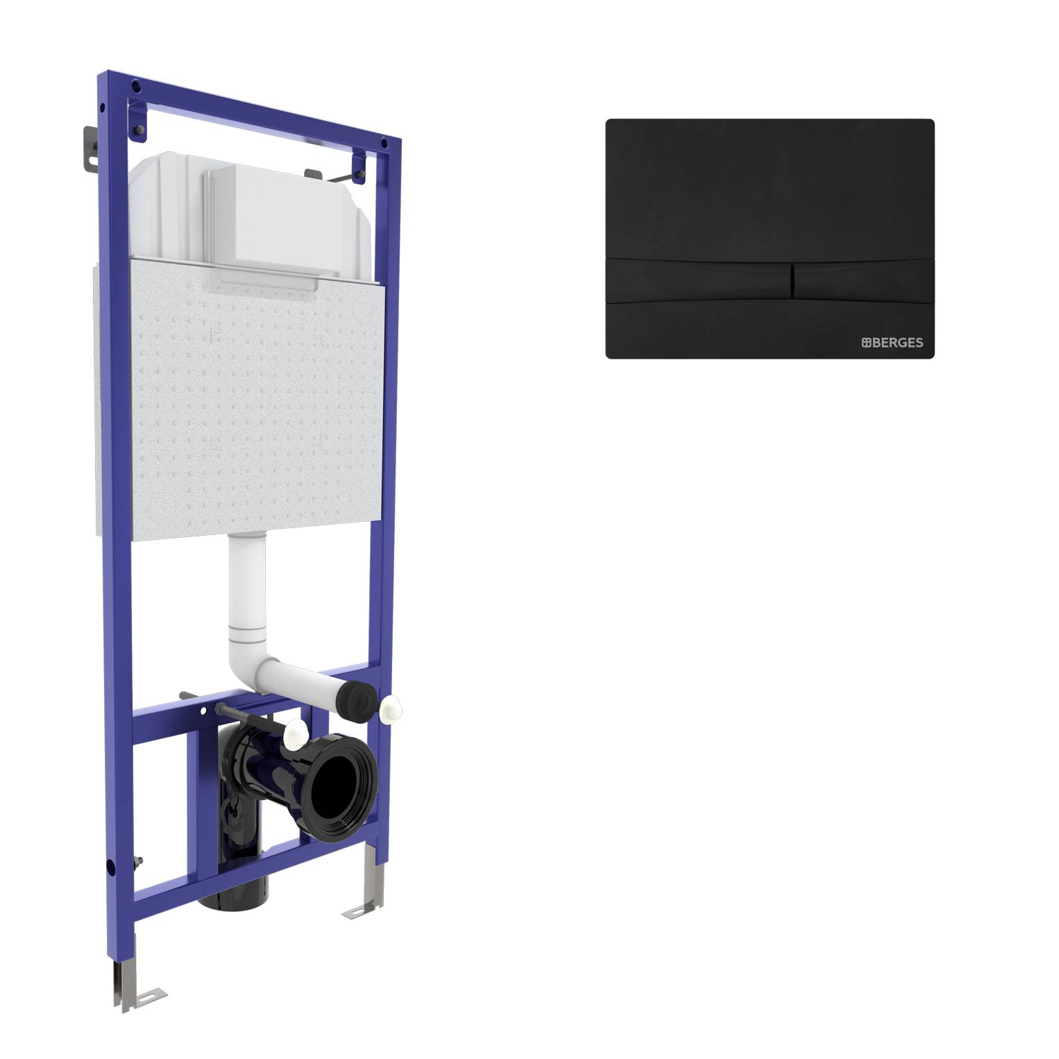Инсталляция  для скрытого монтажа унитаза NOVUM кнопка F5 Soft Touch, черная, BERGES