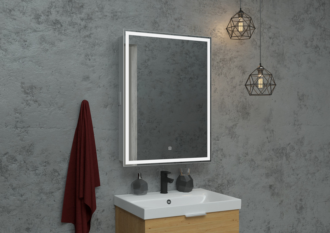 Зеркало-шкаф Allure LED 550х800 правый с розеткой